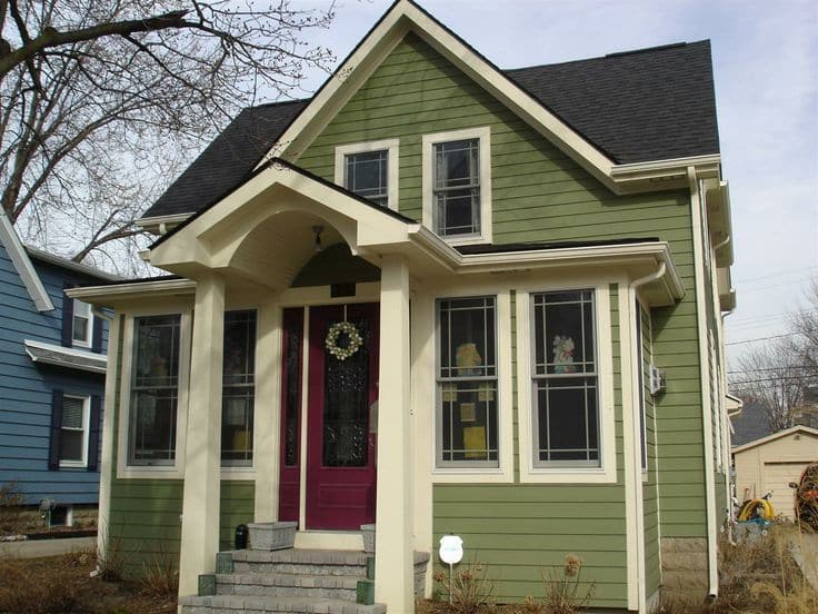 Sage Green House with Cream Trim