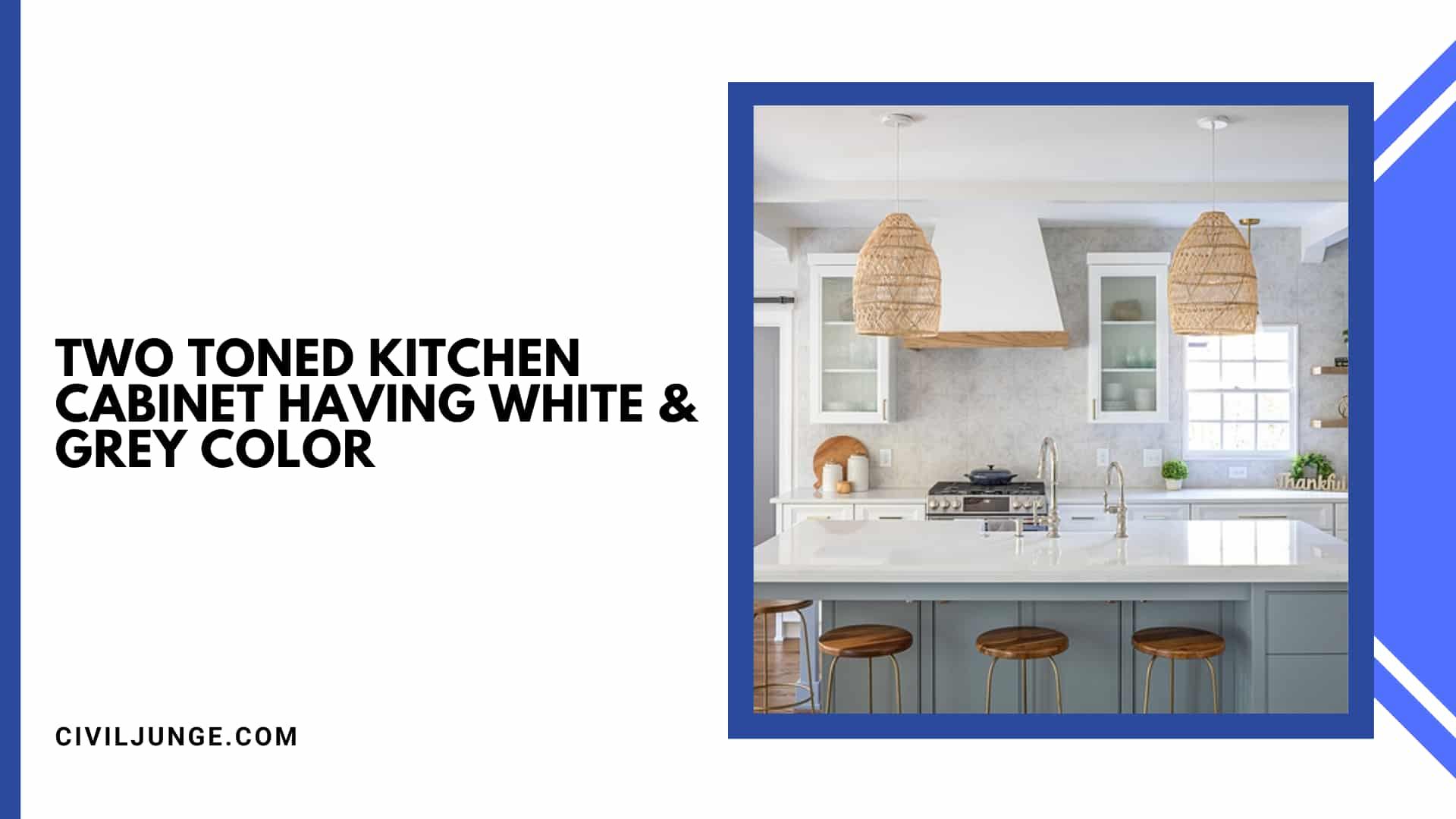 Two Toned Kitchen Cabinet Having White & Grey Color