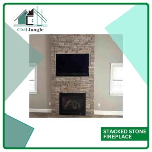 Stacked Stone Fireplace