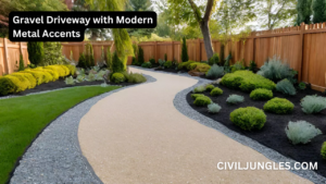 Gravel Driveway with Modern Metal Accents